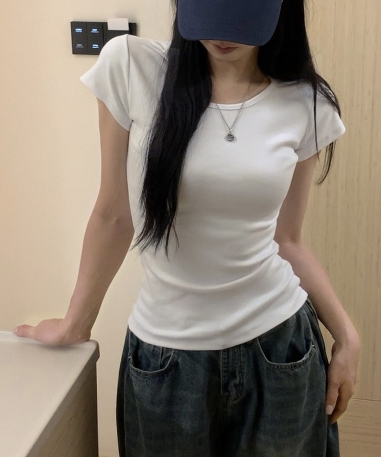Made 스쿱 베이직 기본 유넥 반팔티셔츠 9color 화이트