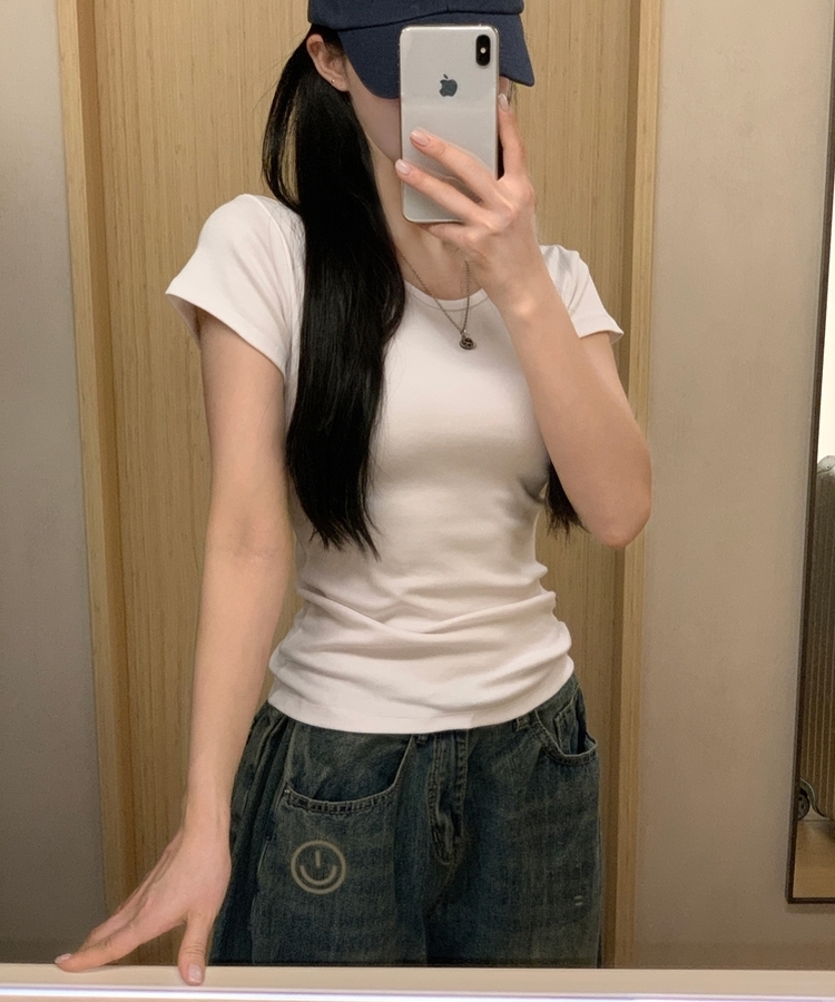 Made 스쿱 베이직 기본 유넥 반팔티셔츠 9color 화이트