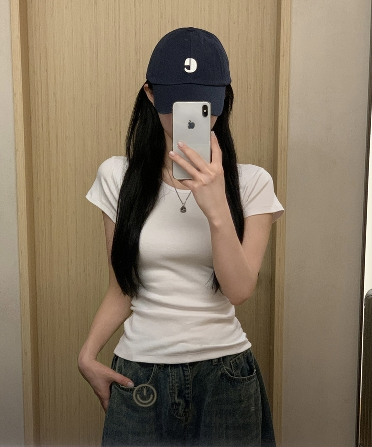 Made 스쿱 베이직 기본 유넥 반팔티셔츠 9color 화이트