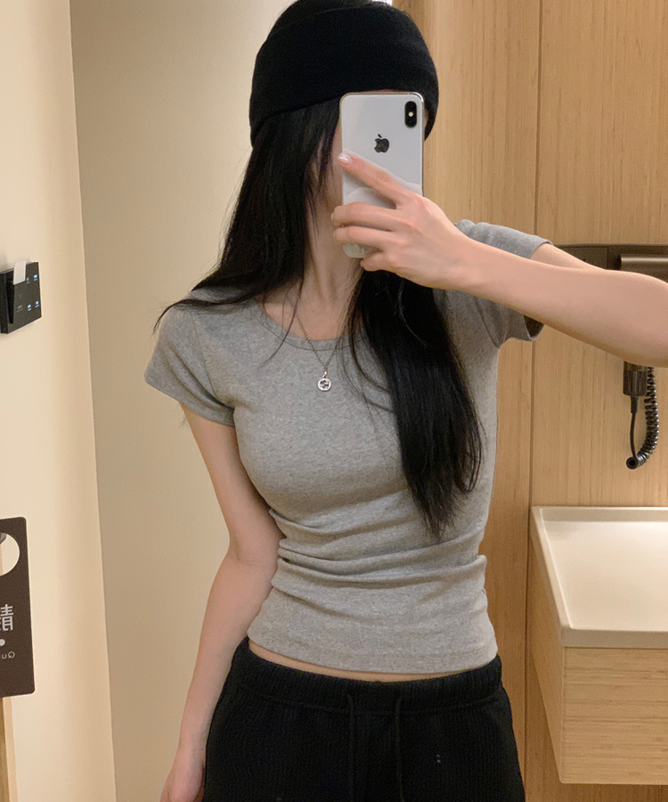 Made 스쿱 베이직 기본 유넥 반팔티셔츠 9color 그레이