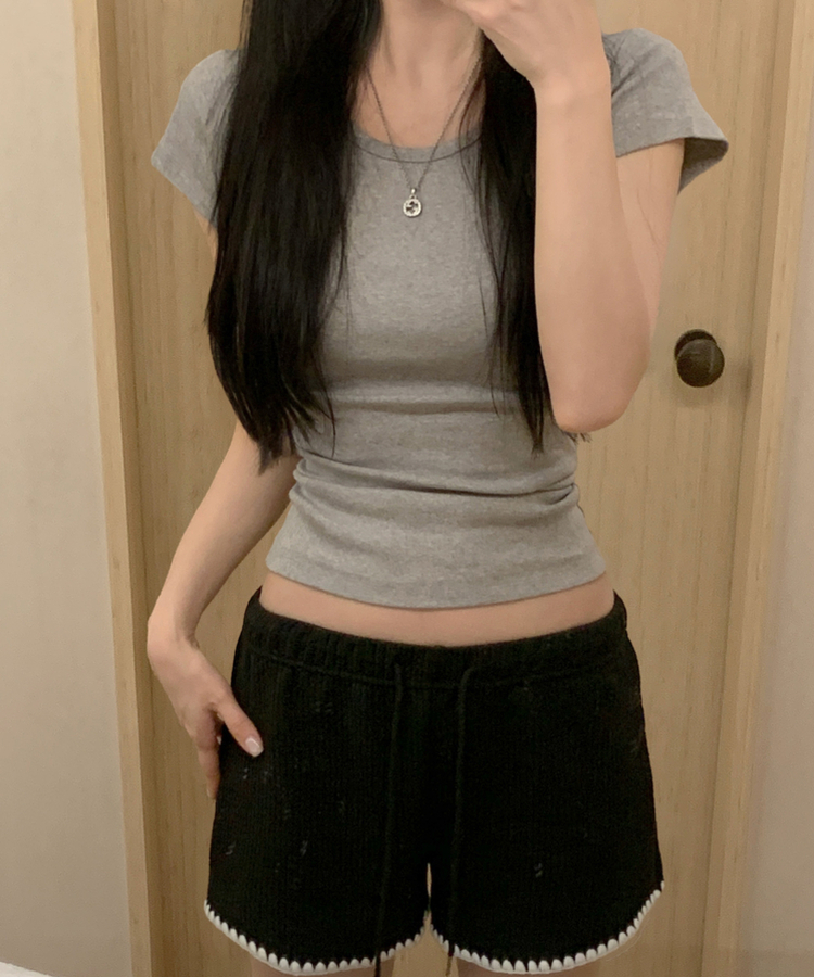 Made 스쿱 베이직 기본 유넥 반팔티셔츠 9color 그레이