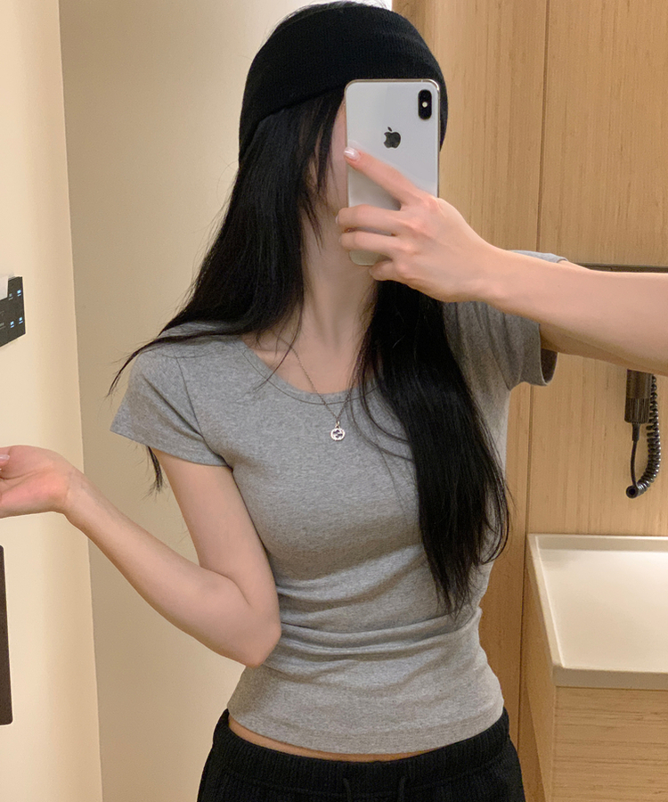 Made 스쿱 베이직 기본 유넥 반팔티셔츠 9color 그레이