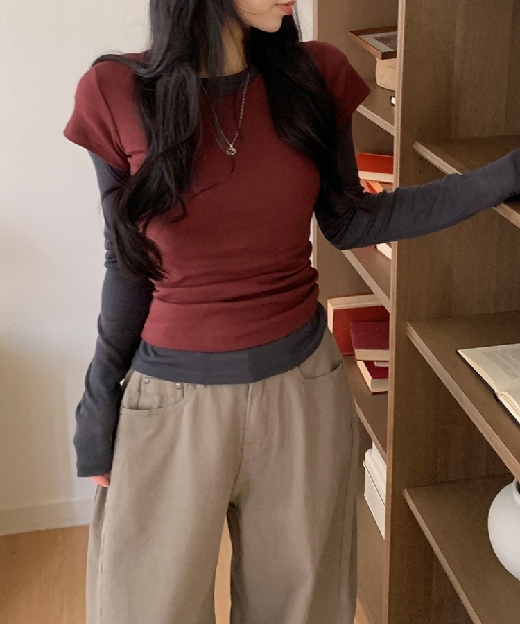 Made 스쿱 베이직 기본 유넥 반팔티셔츠 9color 레드와인