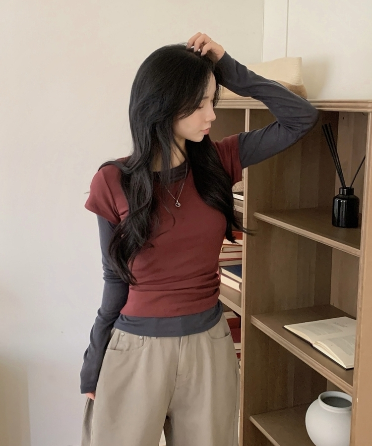 Made 스쿱 베이직 기본 유넥 반팔티셔츠 9color 레드와인