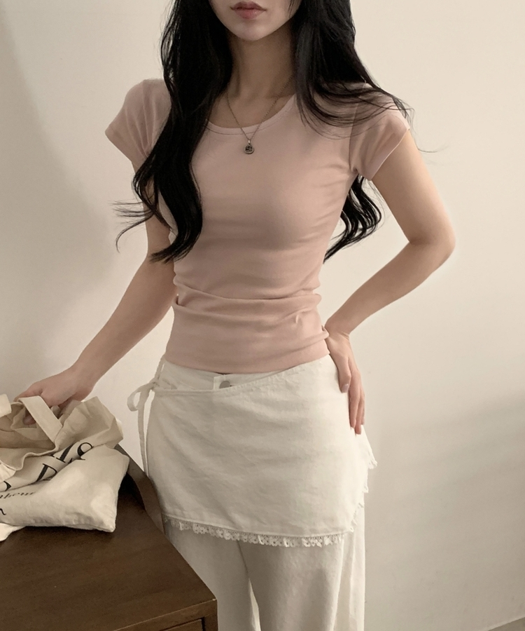 Made 스쿱 베이직 기본 유넥 반팔티셔츠 9color 연핑크