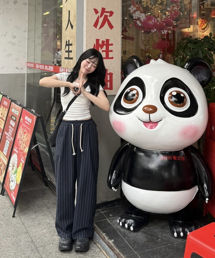 ピンストライプドロストワイドパンツ NAVY