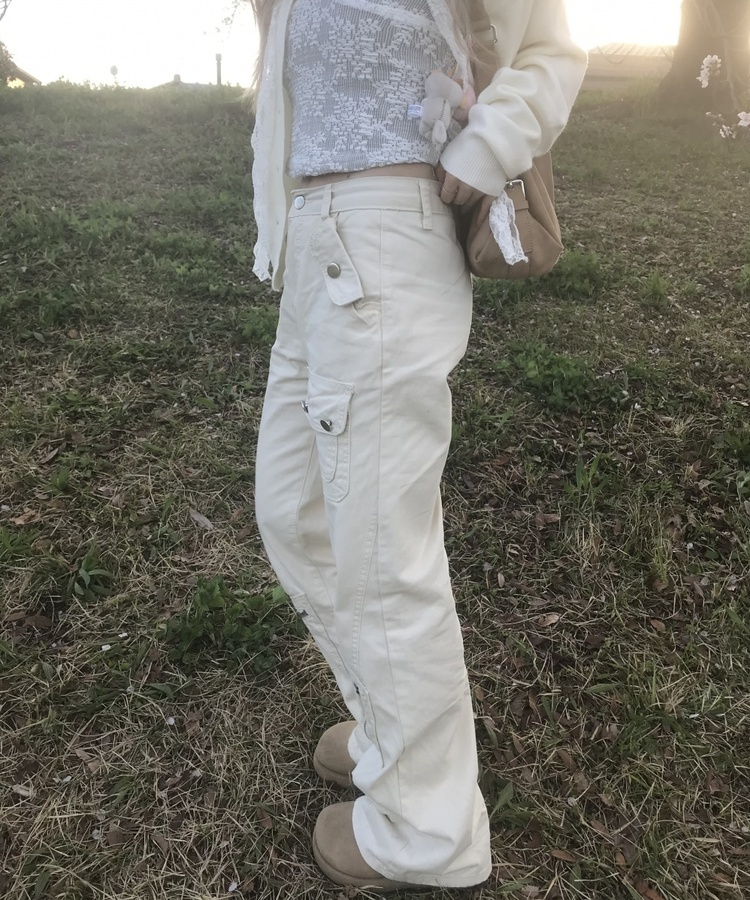 カーゴポケットワイドパンツ IVORY