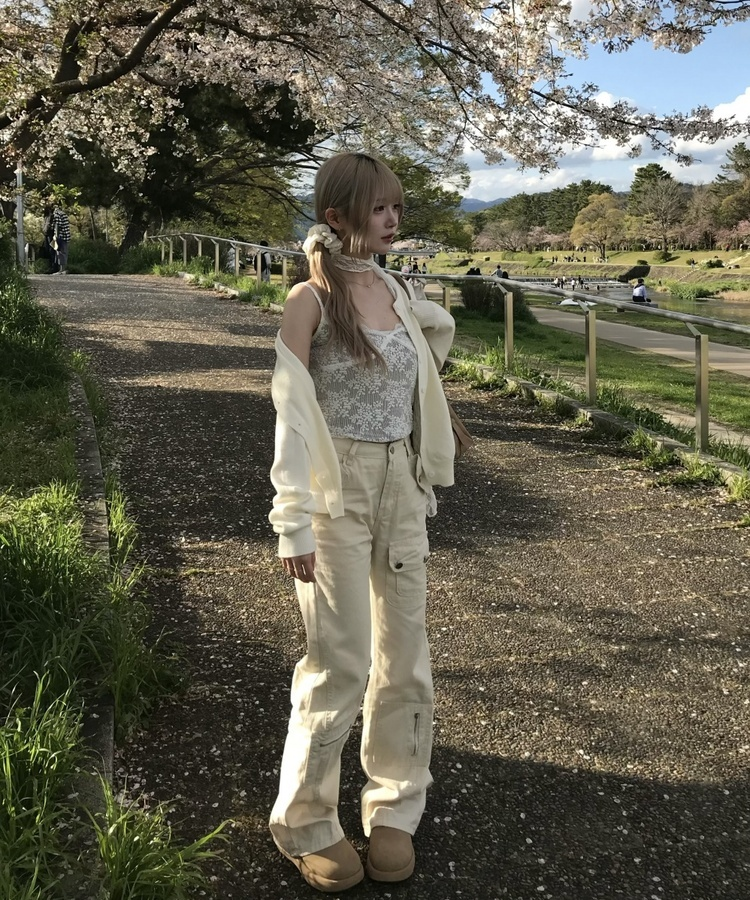 カーゴポケットワイドパンツ IVORY