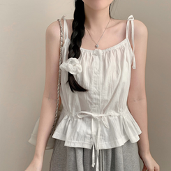 リボンウエスト紐キャミソール IVORY