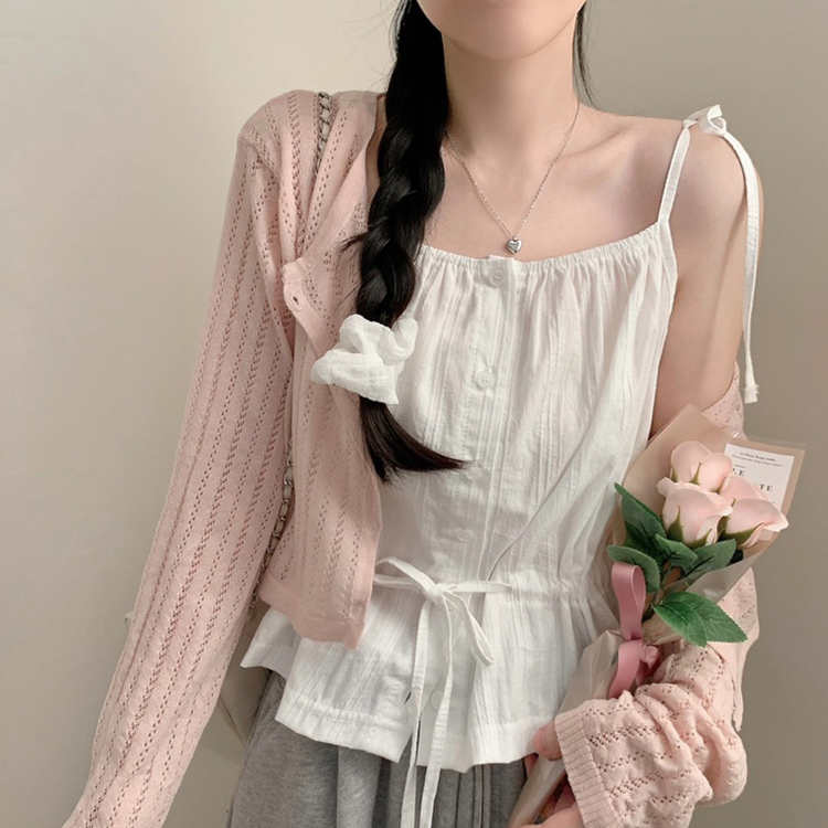 リボンウエスト紐キャミソール IVORY