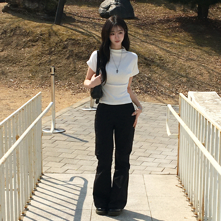 마른핏 보장 유리 반목 울 반팔 니트 티셔츠 팔뚝소멸 여리핏 반폴라 기본 반팔티 슬림핏 봄 상의 6color 아이보리