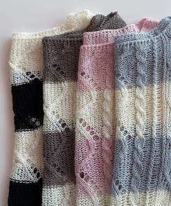 ボーダールーズ長袖夏ニット