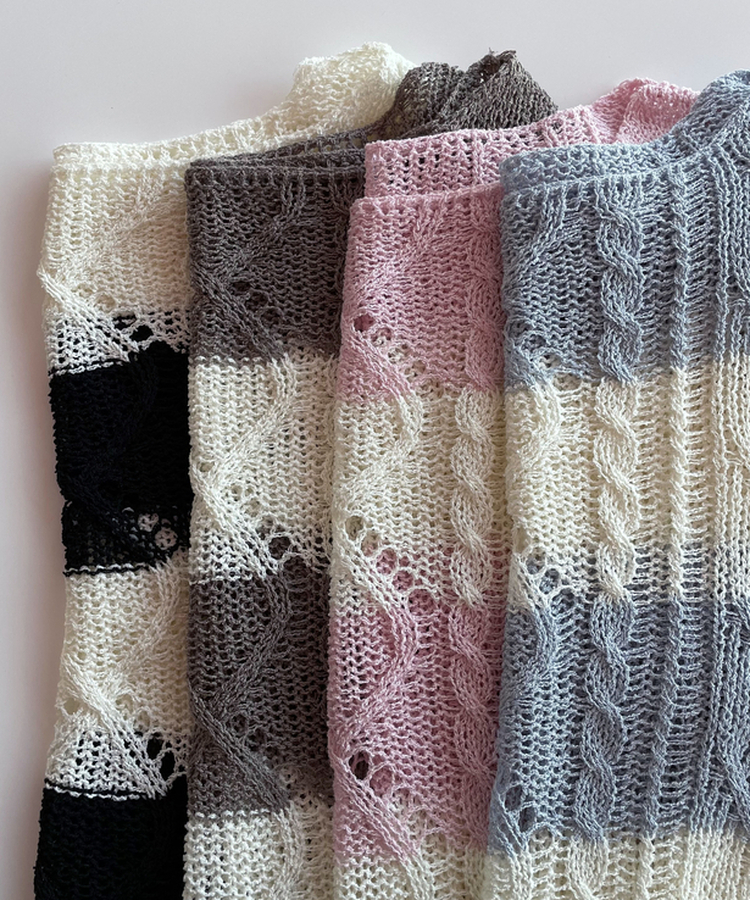 ボーダールーズ長袖夏ニット