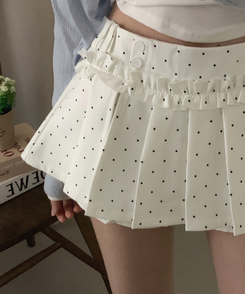 ドットフリルミニスカートパンツ IVORY