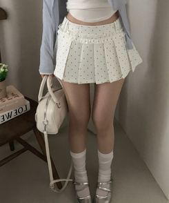 ドットフリルミニスカートパンツ IVORY