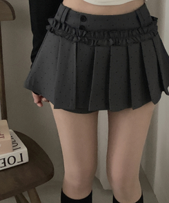 ドットフリルミニスカートパンツ GREY