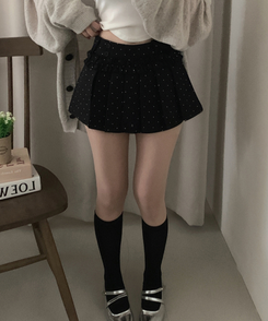 ドットフリルミニスカートパンツ BLACK