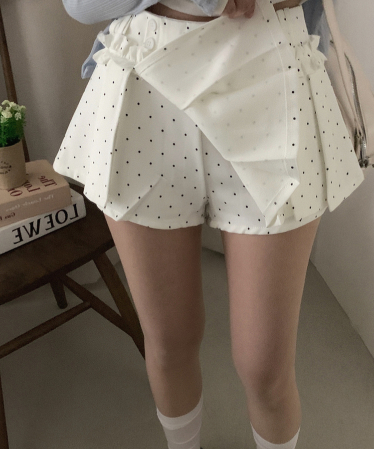 ドットフリルミニスカートパンツ IVORY