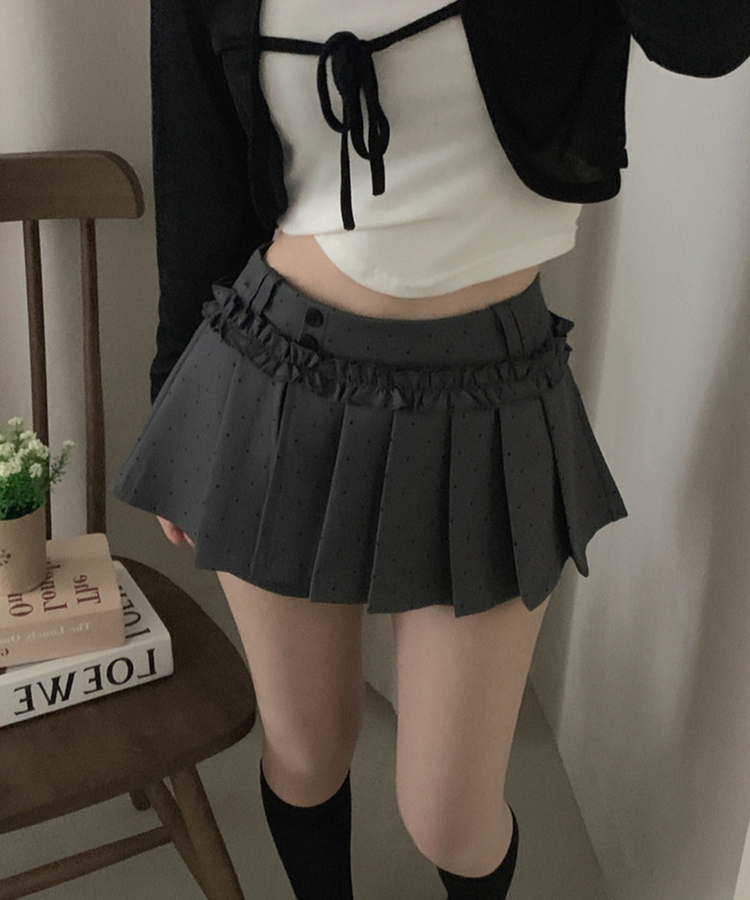 ドットフリルミニスカートパンツ GREY