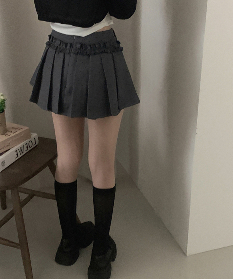 ドットフリルミニスカートパンツ GREY