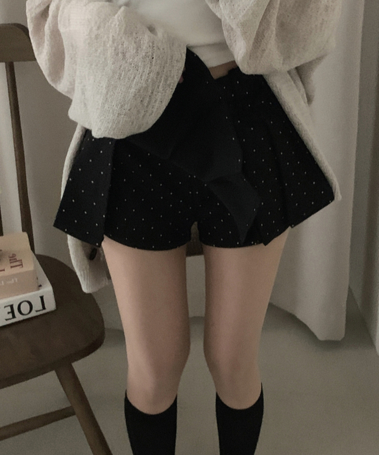 ドットフリルミニスカートパンツ BLACK