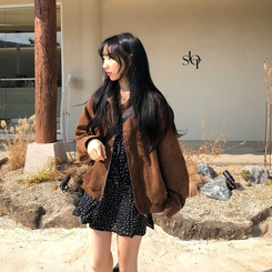 シンプルオーバースエードジャケット BROWN