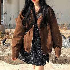 シンプルオーバースエードジャケット BROWN