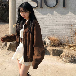 シンプルオーバースエードジャケット BROWN