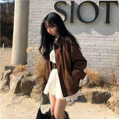 シンプルオーバースエードジャケット BROWN