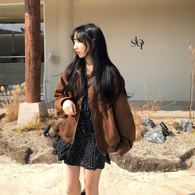 シンプルオーバースエードジャケット BROWN