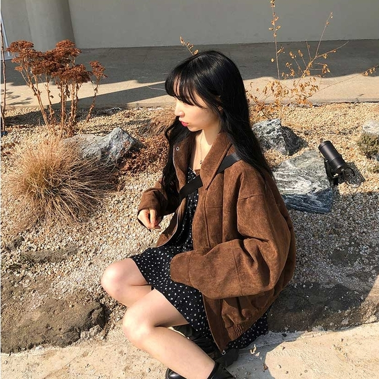 シンプルオーバースエードジャケット BROWN