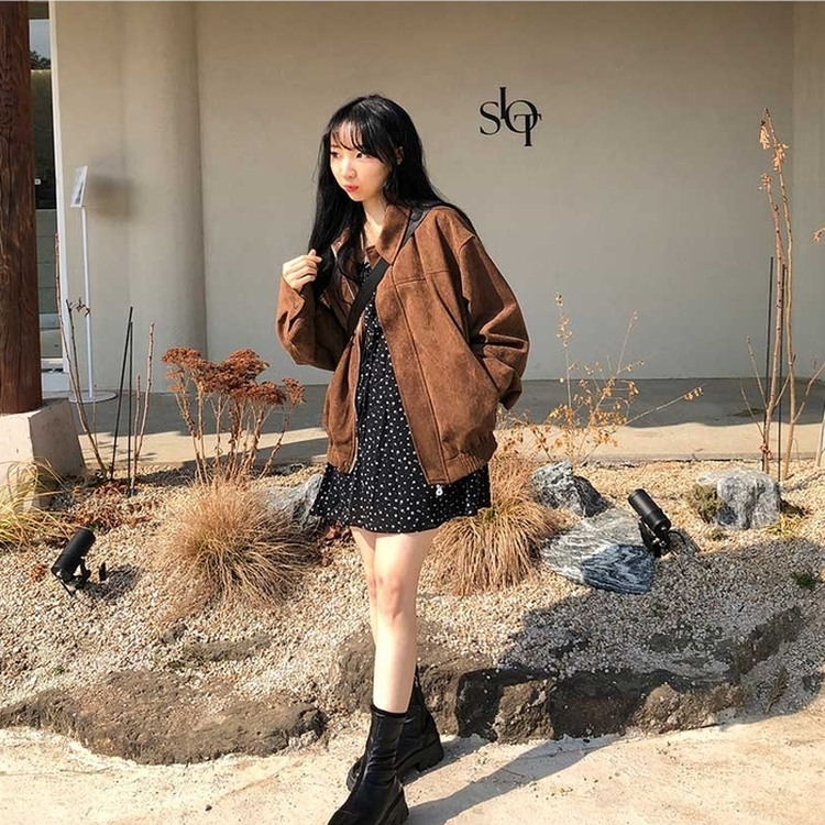 シンプルオーバースエードジャケット BROWN