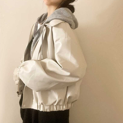 ルーズフィットデイリーレザー調ジャケット IVORY