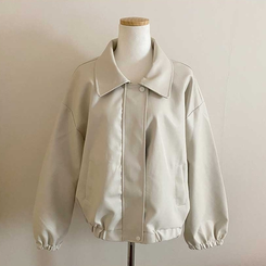 ルーズフィットデイリーレザー調ジャケット