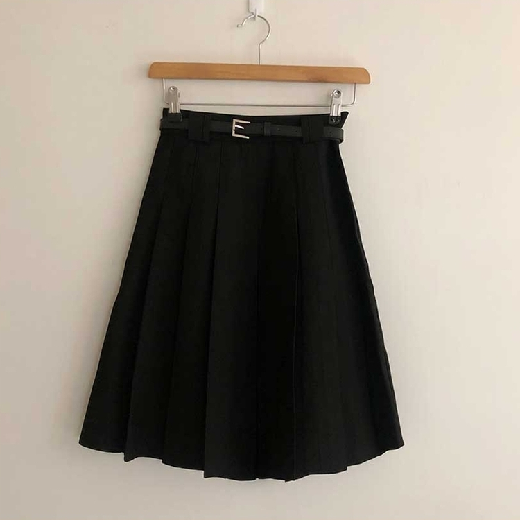 【ベルト付き】プリーツミディベルトスカート