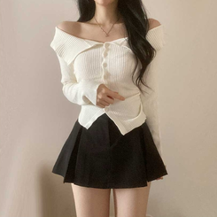 ビックカラーオフショルダーリブニット(5color) BEIGE