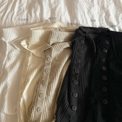 ビックカラーオフショルダーリブニット(5color)