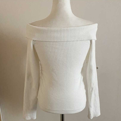 ビックカラーオフショルダーリブニット(5color)