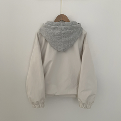 レイヤードストリングフードジップアップ