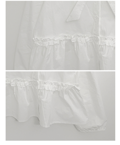 미벨리본프릴사선버튼카라벌룬핏블라우스