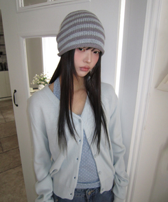 シンプルボーダービーニー GREY