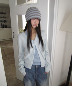 シンプルボーダービーニー GREY