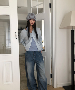 シンプルボーダービーニー GREY