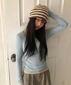 シンプルボーダービーニー BEIGE