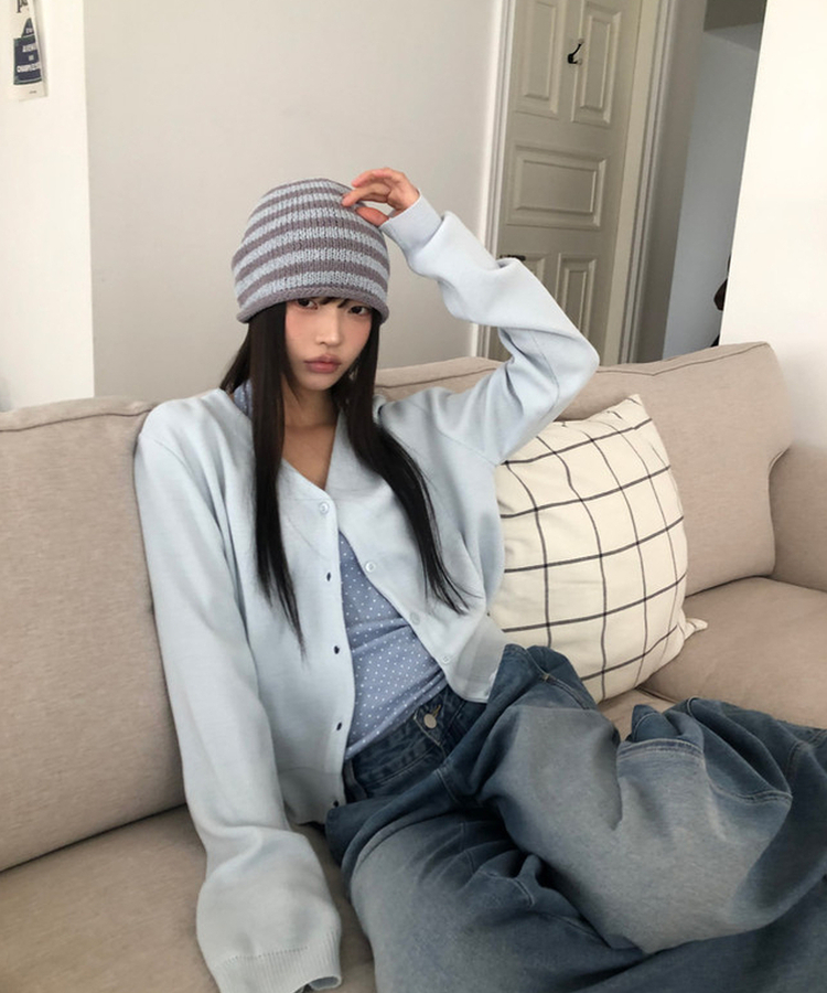 シンプルボーダービーニー GREY