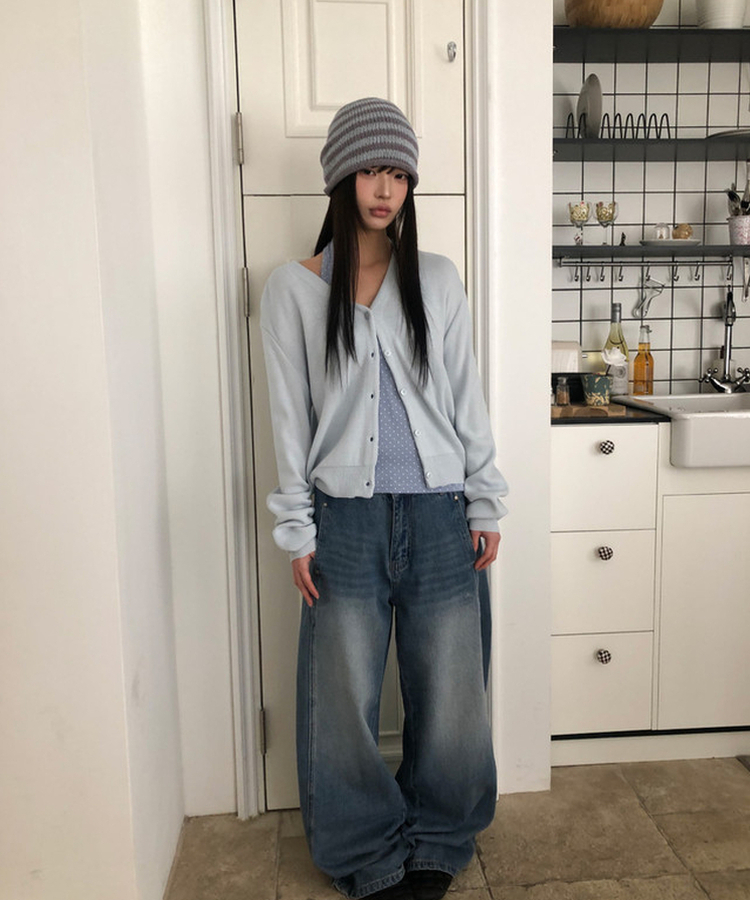 シンプルボーダービーニー GREY