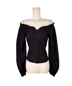 フリルネックオフショルダーブラウス