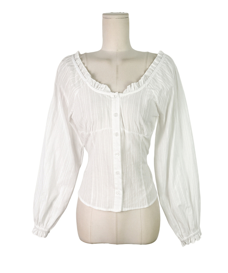 フリルネックオフショルダーブラウス