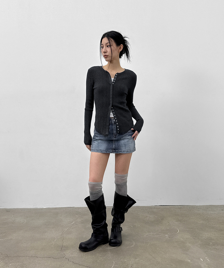 ロウウエストデニムミニスカート BLUE