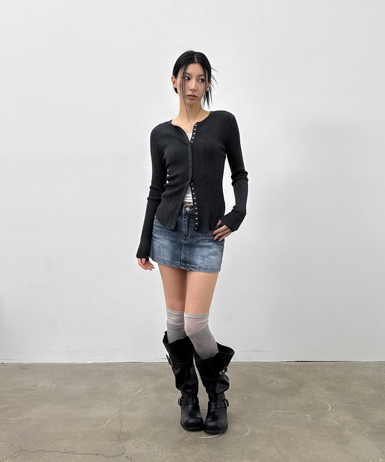 ロウウエストデニムミニスカート BLUE